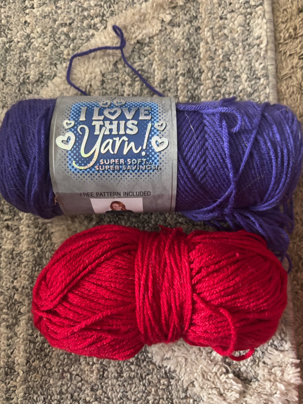 Purple & Red Acrylic Yarn Duo